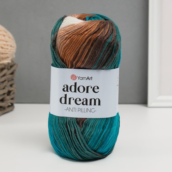 

Пряжа для вязания YarnArt Adore Dream, 100% акрил 280м/100г, 1055 бирюза-какао