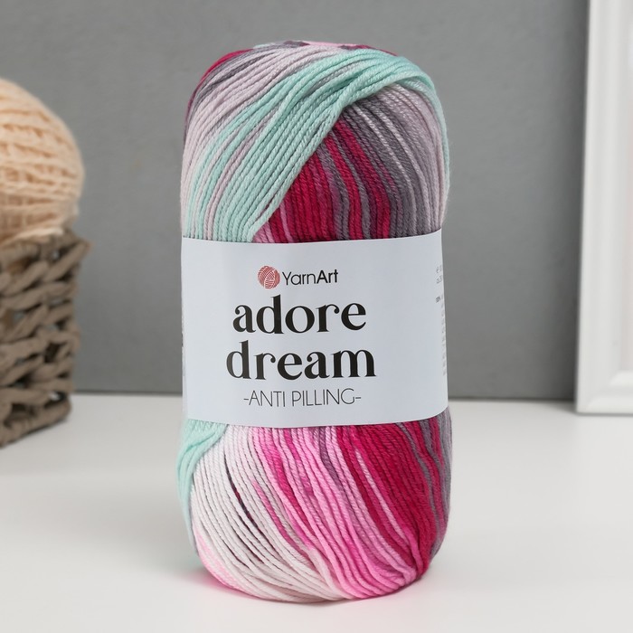 

Пряжа для вязания YarnArt Adore Dream, 100% акрил 280м/100г, 1066 розовый-белый-серый