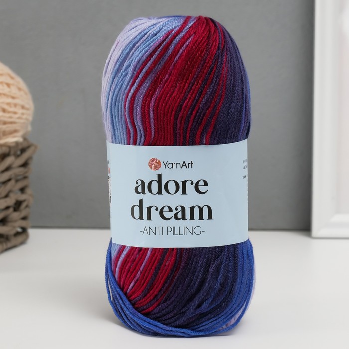 

Пряжа для вязания YarnArt Adore Dream, 100% акрил 280м/100г, 1075 вишня-синий-голубой
