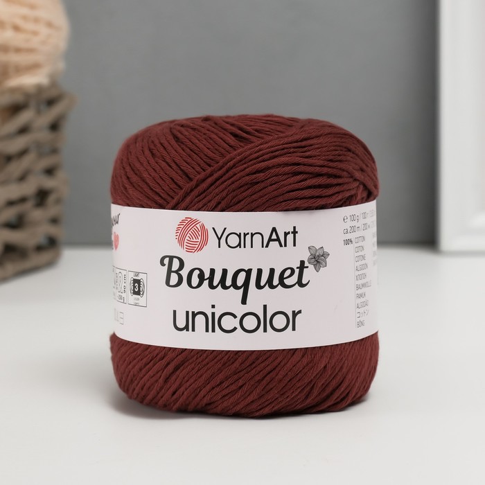 

Пряжа для вязания YarnArt Bouquet Unicolor, 100% хлопок 200м/100г, 3209 коричневый