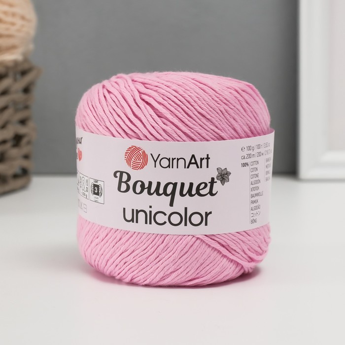 

Пряжа для вязания YarnArt Bouquet Unicolor, 100% хлопок 200м/100г, 3211 розовый