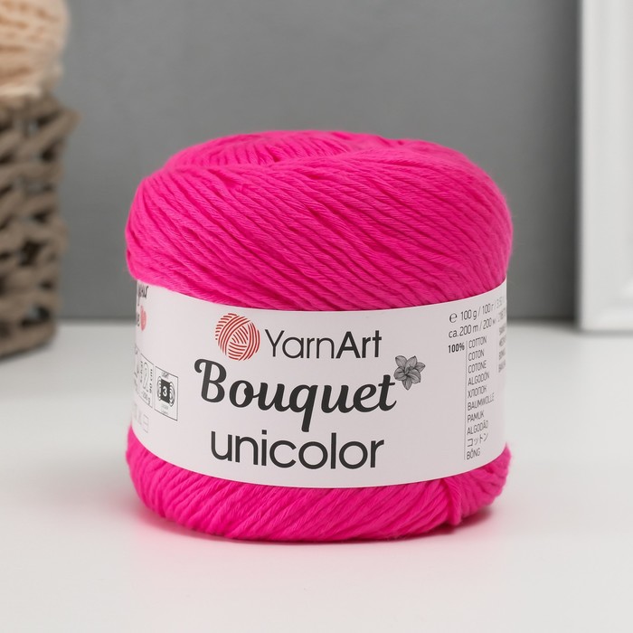 

Пряжа для вязания YarnArt Bouquet Unicolor, 100% хлопок 200м/100г, 3216 ярко-розовый