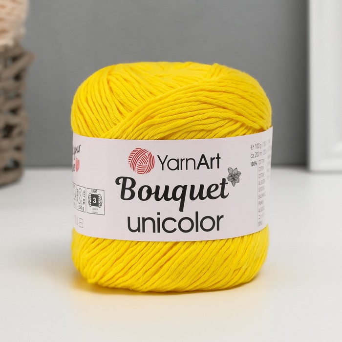 

Пряжа для вязания YarnArt Bouquet Unicolor, 100% хлопок 200м/100г, 3218 жёлтый
