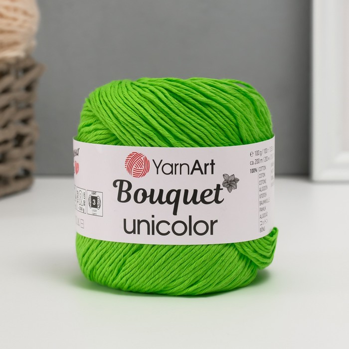 

Пряжа для вязания YarnArt Bouquet Unicolor, 100% хлопок 200м/100г, 3219 салат яркий