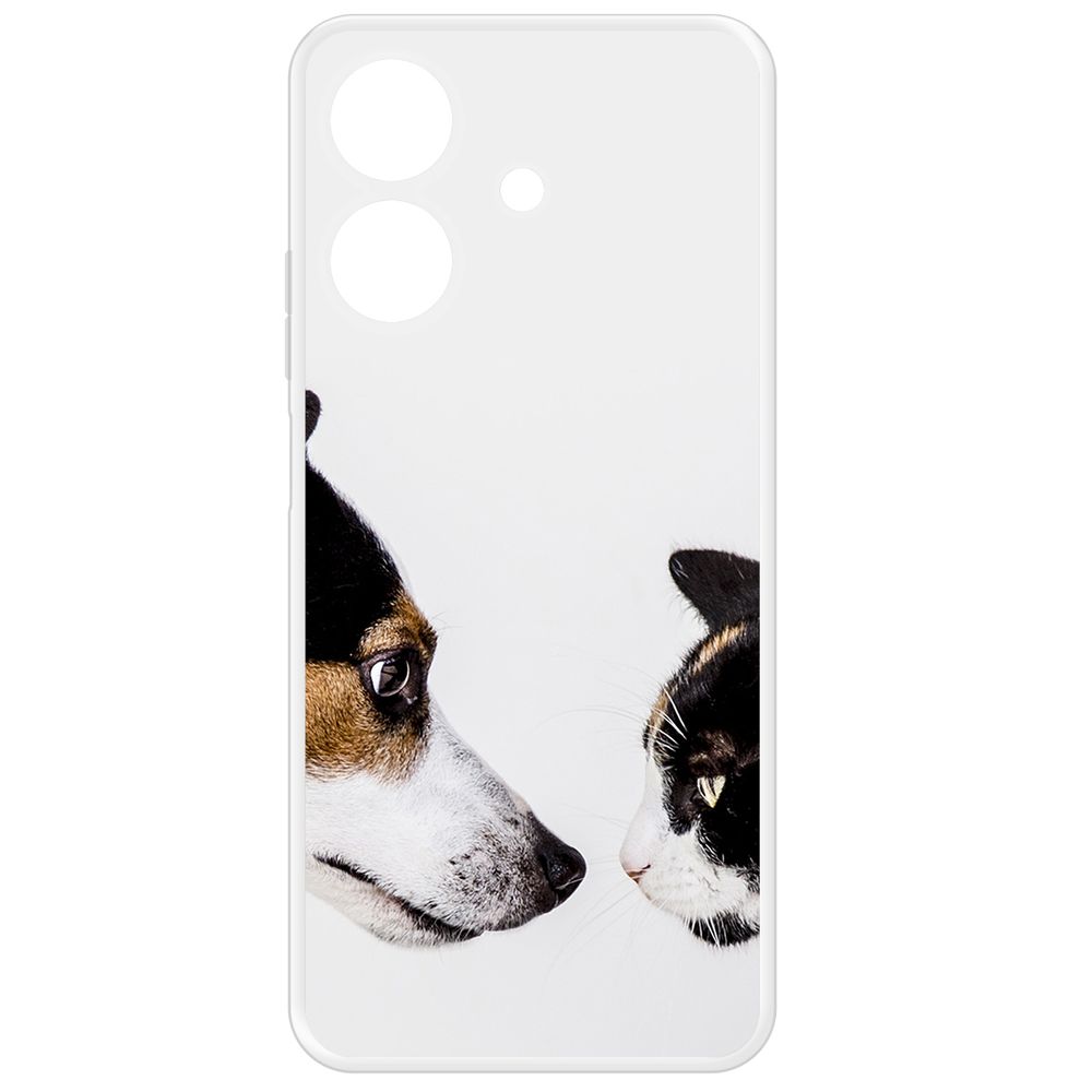 

Чехол-накладка Krutoff Clear Case Собаки против кошек для Realme Note 60X, Прозрачный