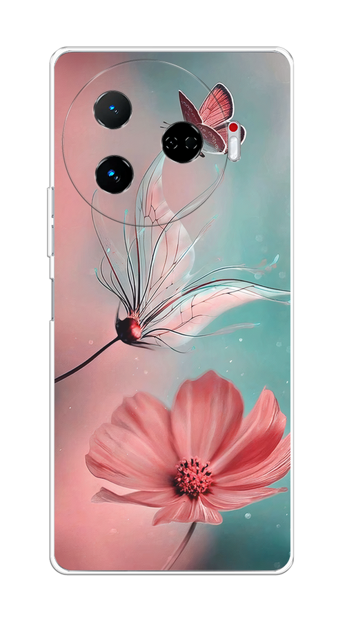 

Чехол на Tecno Camon 30 Pro 5G "Бабочка и цветок", Голубой;розовый, 305150-1
