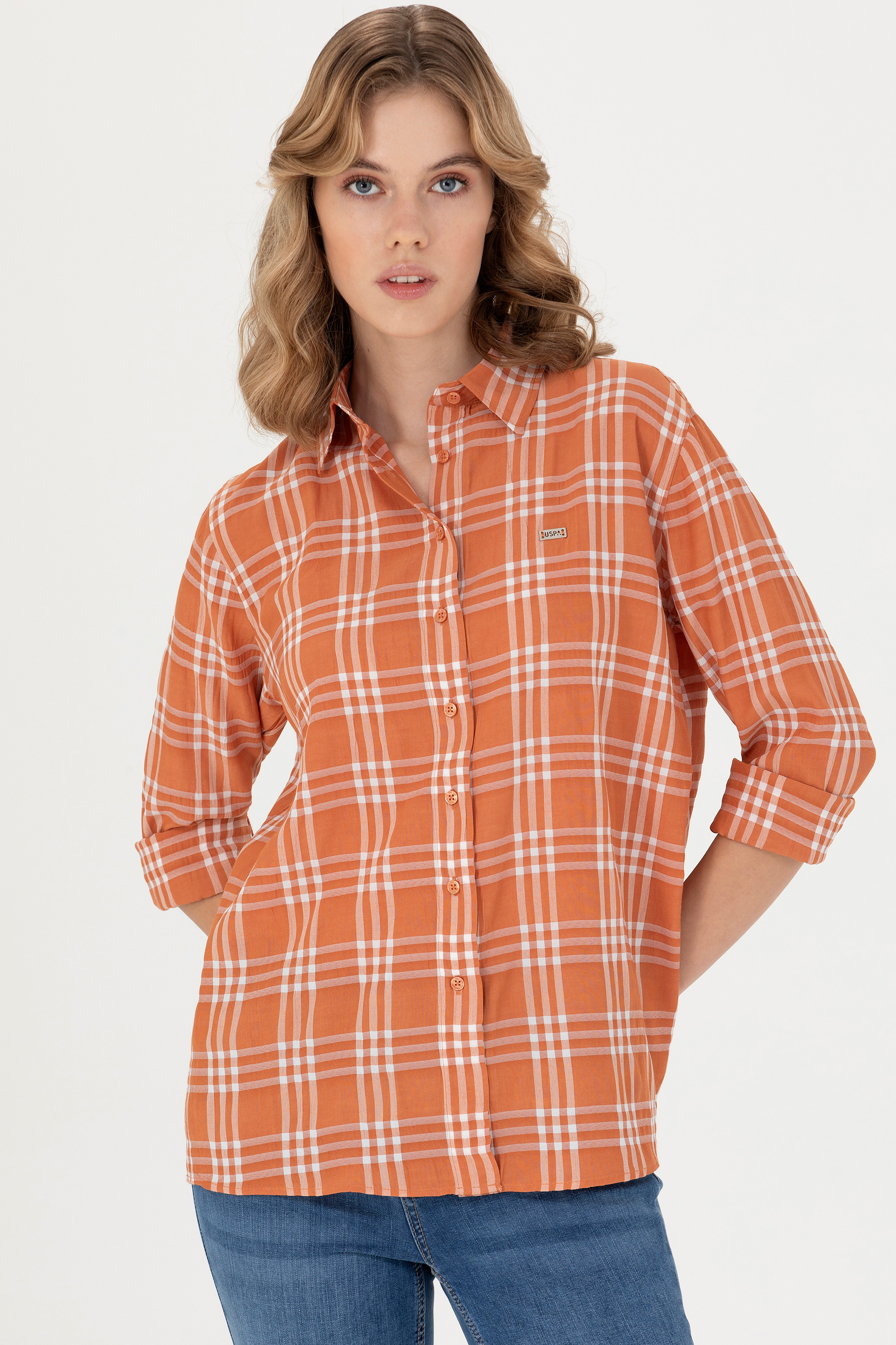 

Рубашка женская U.S. POLO Assn. G082SZ0040TALLOT оранжевая 34, Оранжевый, G082SZ0040TALLOT
