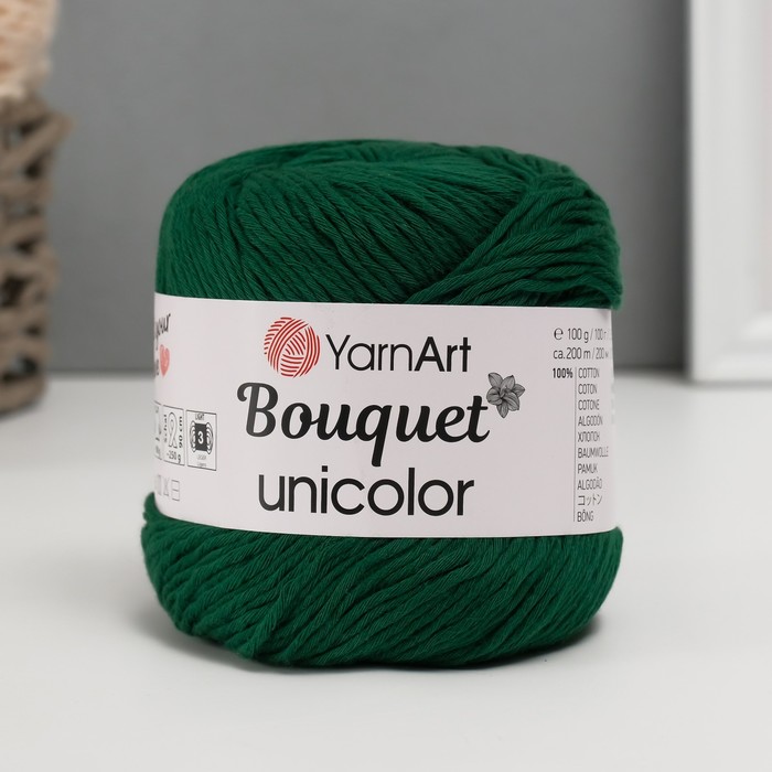 

Пряжа для вязания YarnArt Bouquet Unicolor, 100% хлопок 200м/100г, 3221 зелень тёмная