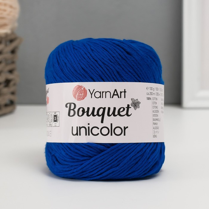 

Пряжа для вязания YarnArt Bouquet Unicolor, 100% хлопок 200м/100г, 3222 василёк