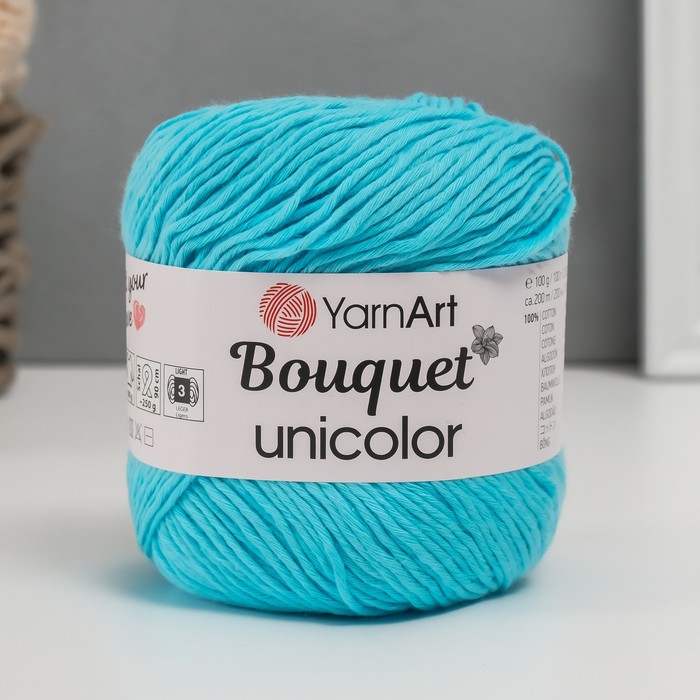 

Пряжа для вязания YarnArt Bouquet Unicolor, 100% хлопок 200м/100г, 3226 голубой светлый