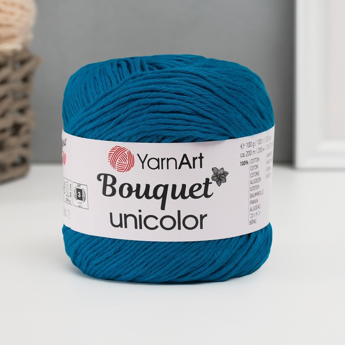 

Пряжа для вязания YarnArt Bouquet Unicolor, 100% хлопок 200м/100г, 3228 морская волна