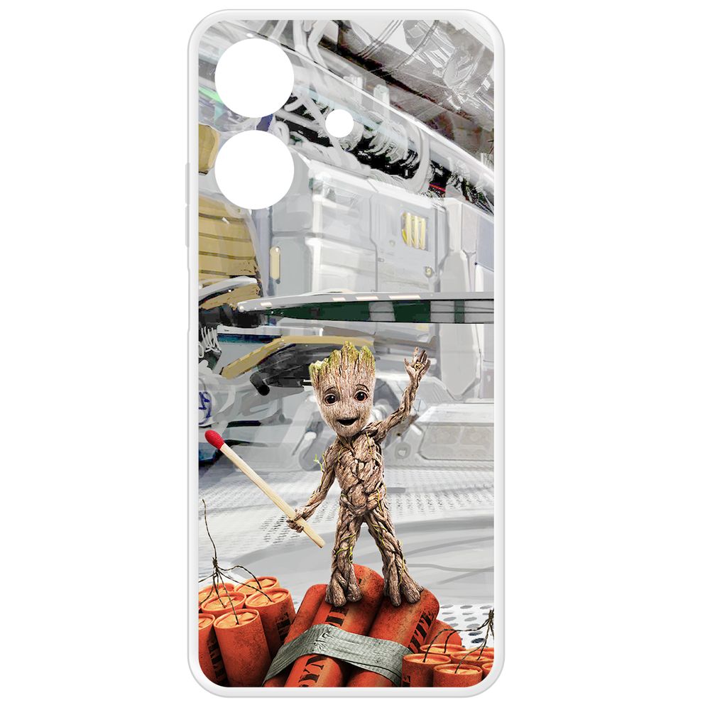 

Чехол-накладка Krutoff Clear Case Стражи Галактики. Малыш Грут для Realme Note 60X, Прозрачный
