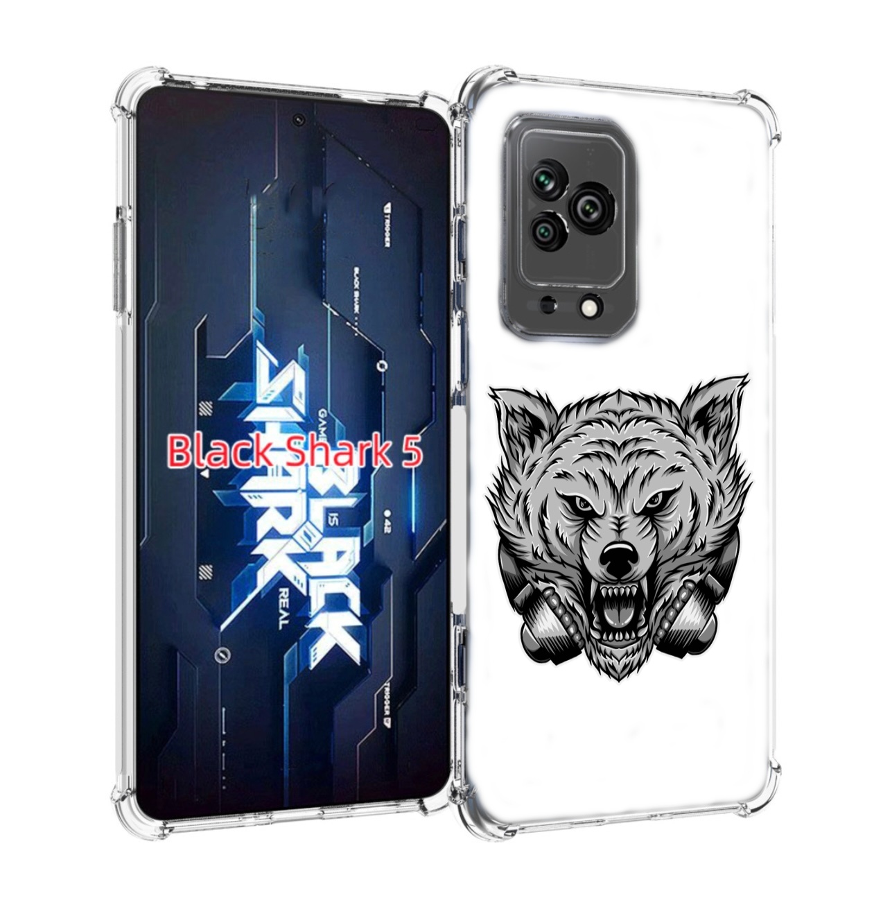 

Чехол MyPads Волк-в-наушниках мужской для Xiaomi Black Shark 5, Прозрачный, Tocco