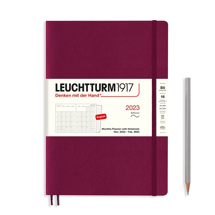 

Планер-блокнот Leuchtturm1917 ежемесячный на 2023 год, 16 месячный, винный B5