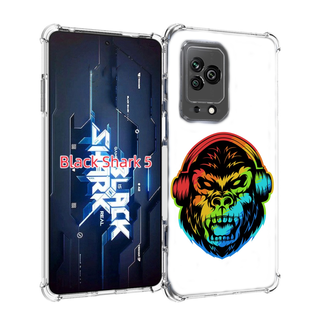

Чехол MyPads Горилла-в-наушниках для Xiaomi Black Shark 5, Прозрачный, Tocco