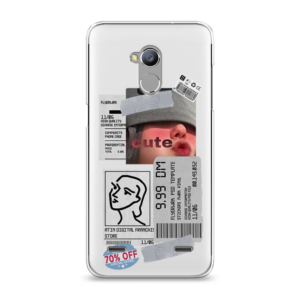 

Чехол на ZTE Blade V7 Lite "Cute girl collage", Розовый;серый;голубой, 130450-6