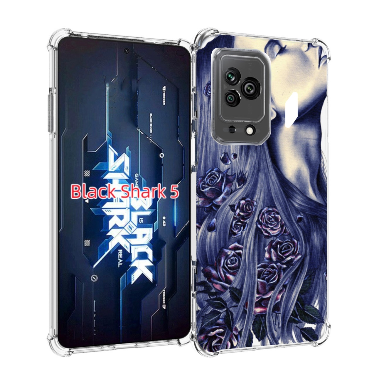 

Чехол MyPads Девушка с розами женский для Xiaomi Black Shark 5, Прозрачный, Tocco