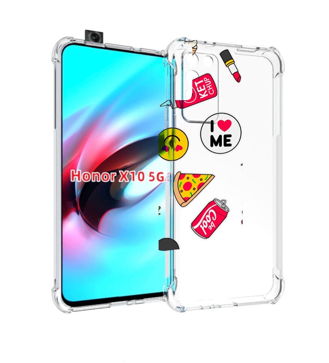 

Чехол MyPads фаст-фуд для Honor X10, Прозрачный, Tocco