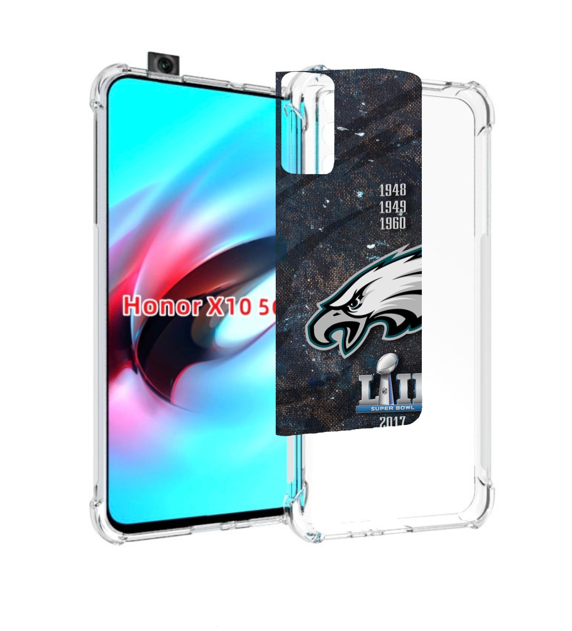 

Чехол MyPads филадельвия иглс регби мужской для Honor X10, Прозрачный, Tocco