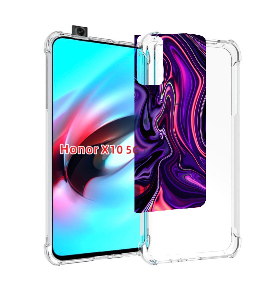 

Чехол MyPads фиолетовые краски для Honor X10, Прозрачный, Tocco