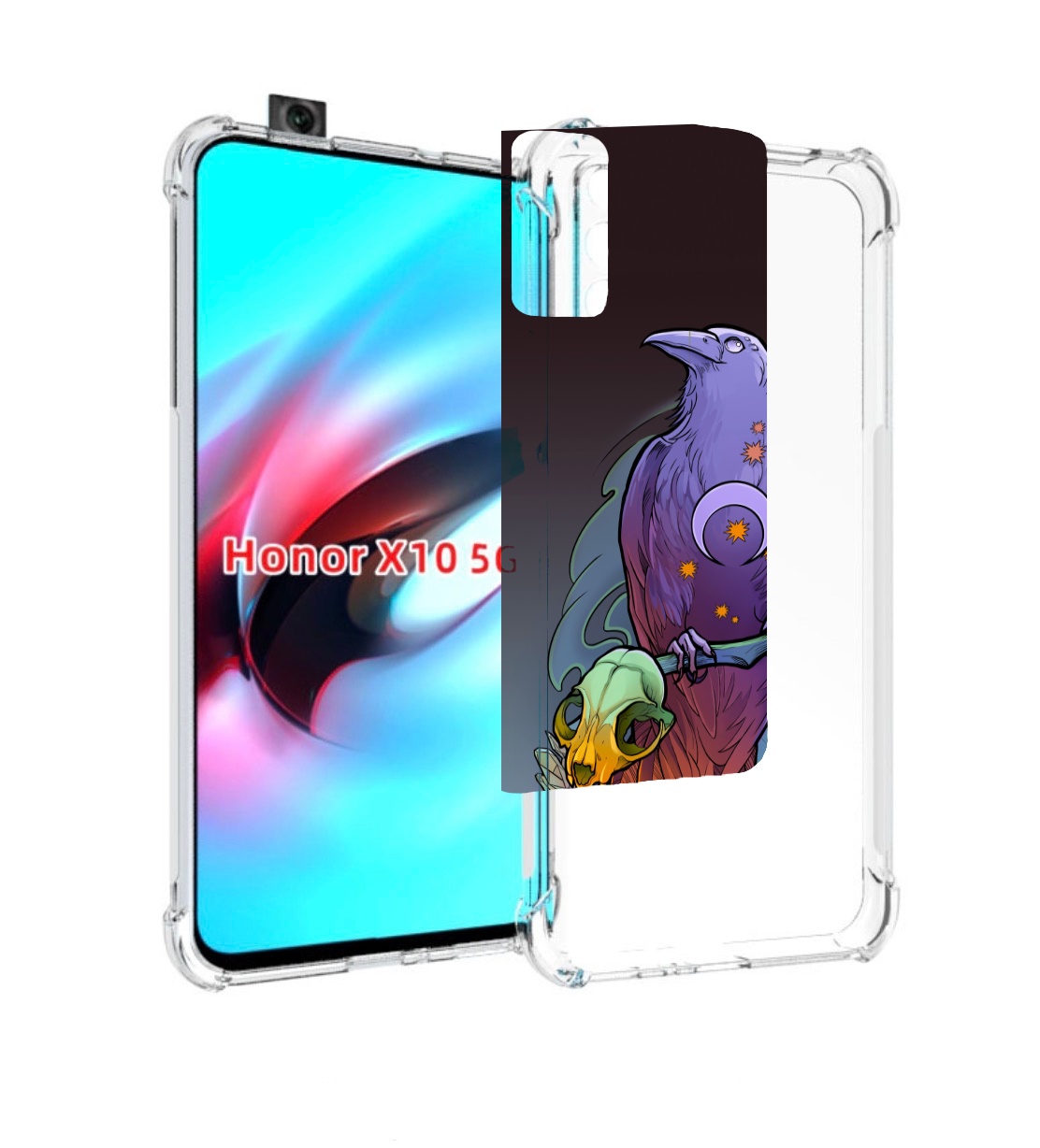 

Чехол MyPads фиолетовый ворон на ветке для Honor X10, Прозрачный, Tocco