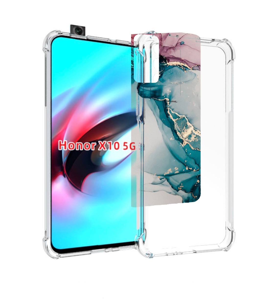 

Чехол MyPads фиолетовый синий краски для Honor X10, Прозрачный, Tocco