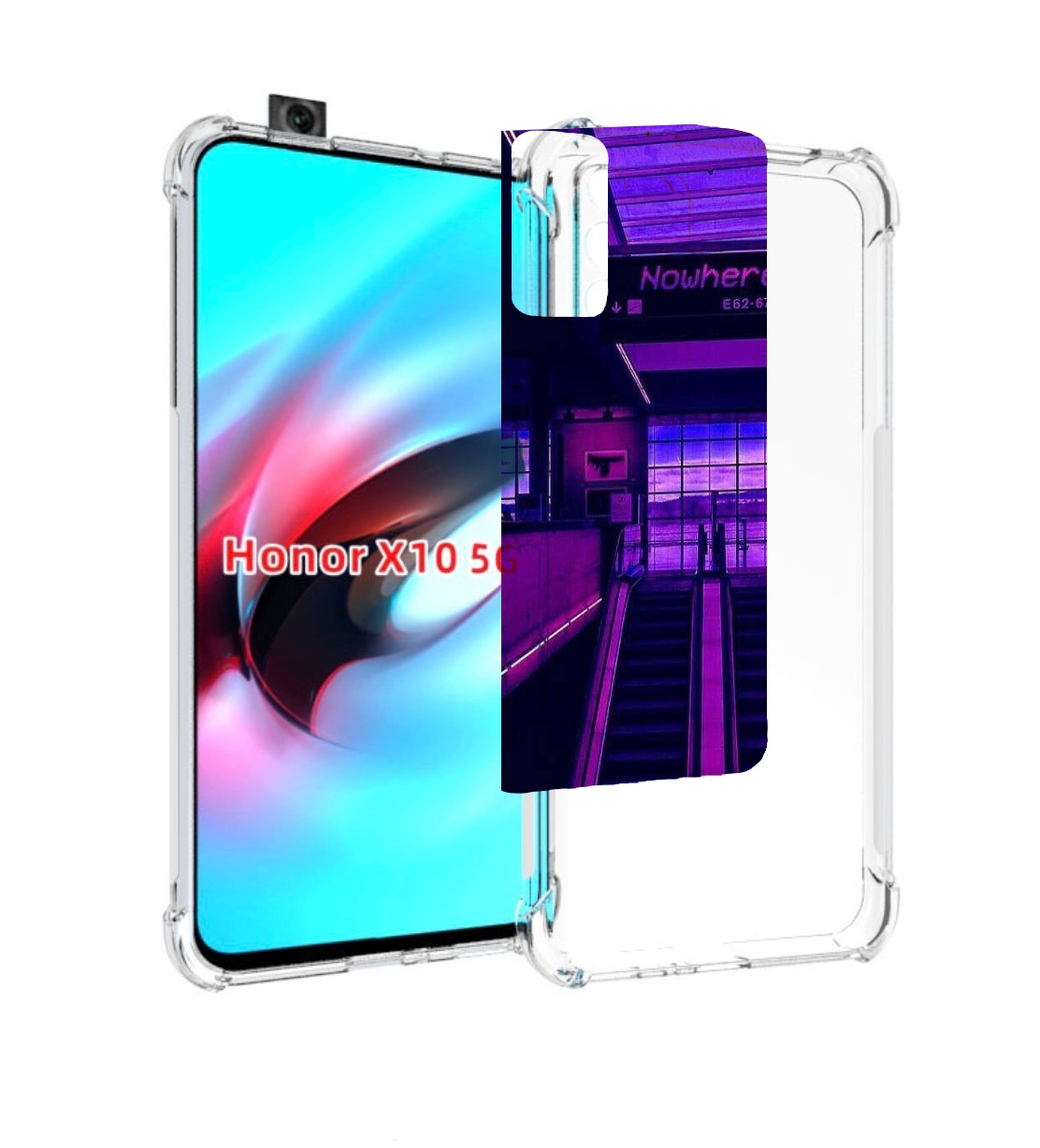 

Чехол MyPads фиолетовый эскалатор для Honor X10, Прозрачный, Tocco