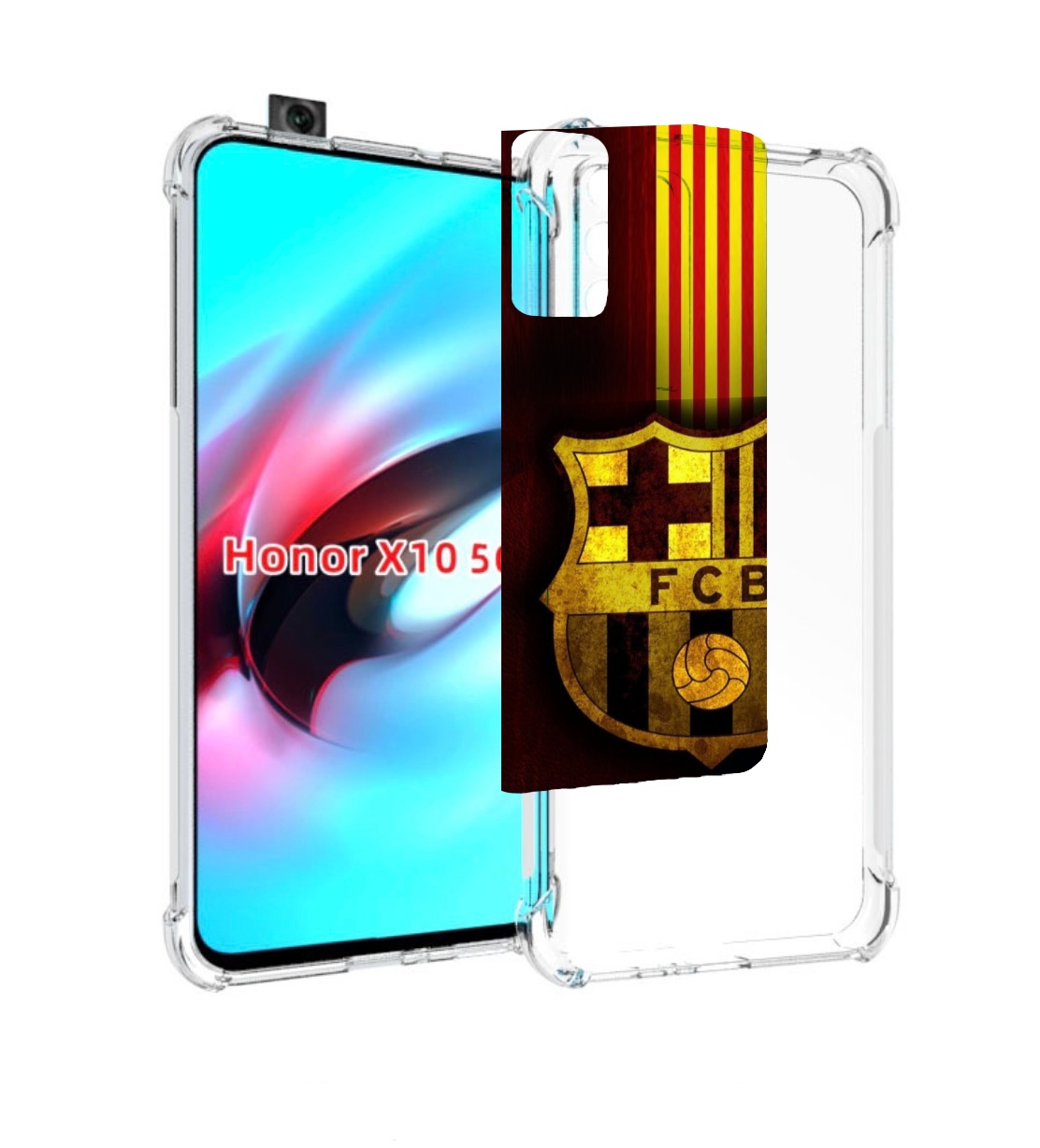 

Чехол MyPads фк барселона мужской для Honor X10, Прозрачный, Tocco