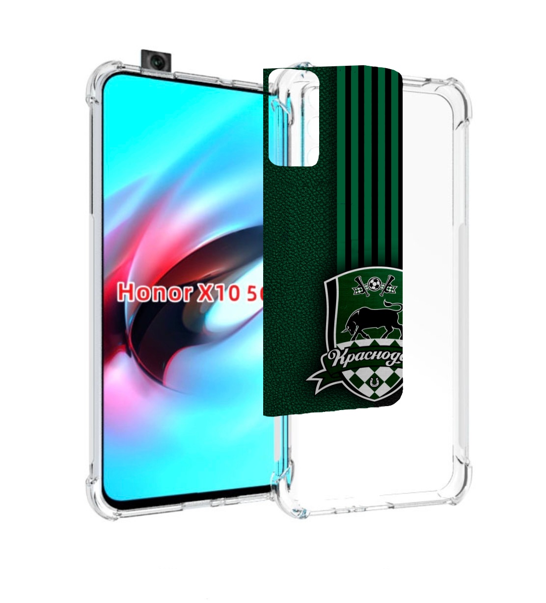 

Чехол MyPads фк краснодар мужской для Honor X10, Прозрачный, Tocco