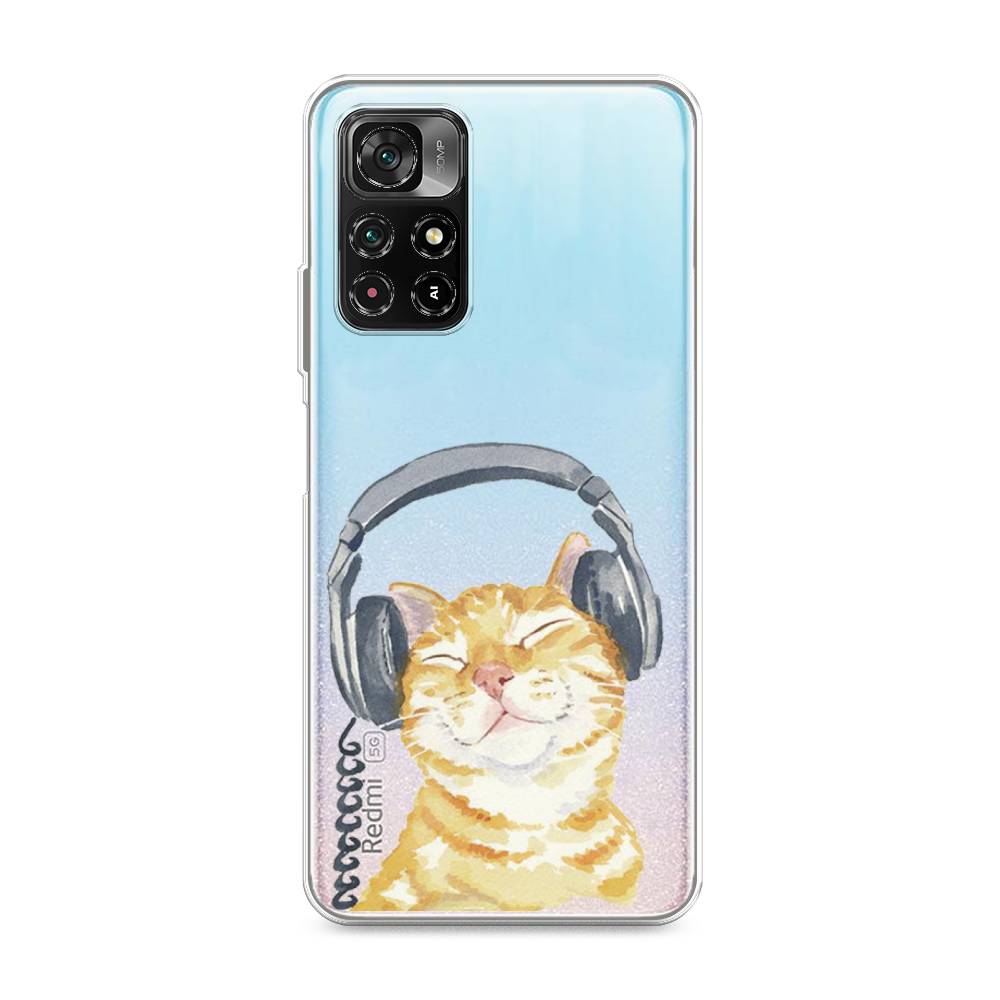 

Силиконовый чехол "Кот меломан" на Xiaomi Redmi Note 11T 5G, Кот меломан