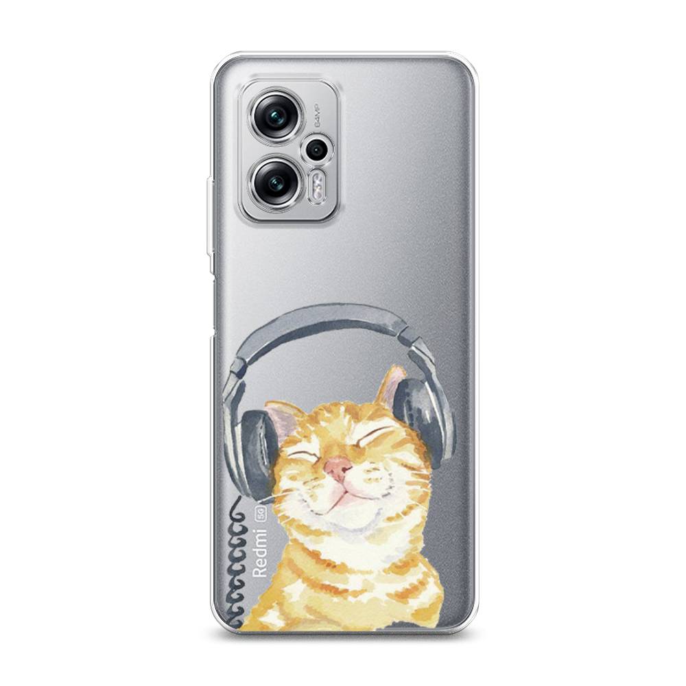 

Силиконовый чехол "Кот меломан" на Xiaomi Redmi Note 11T Pro, Кот меломан