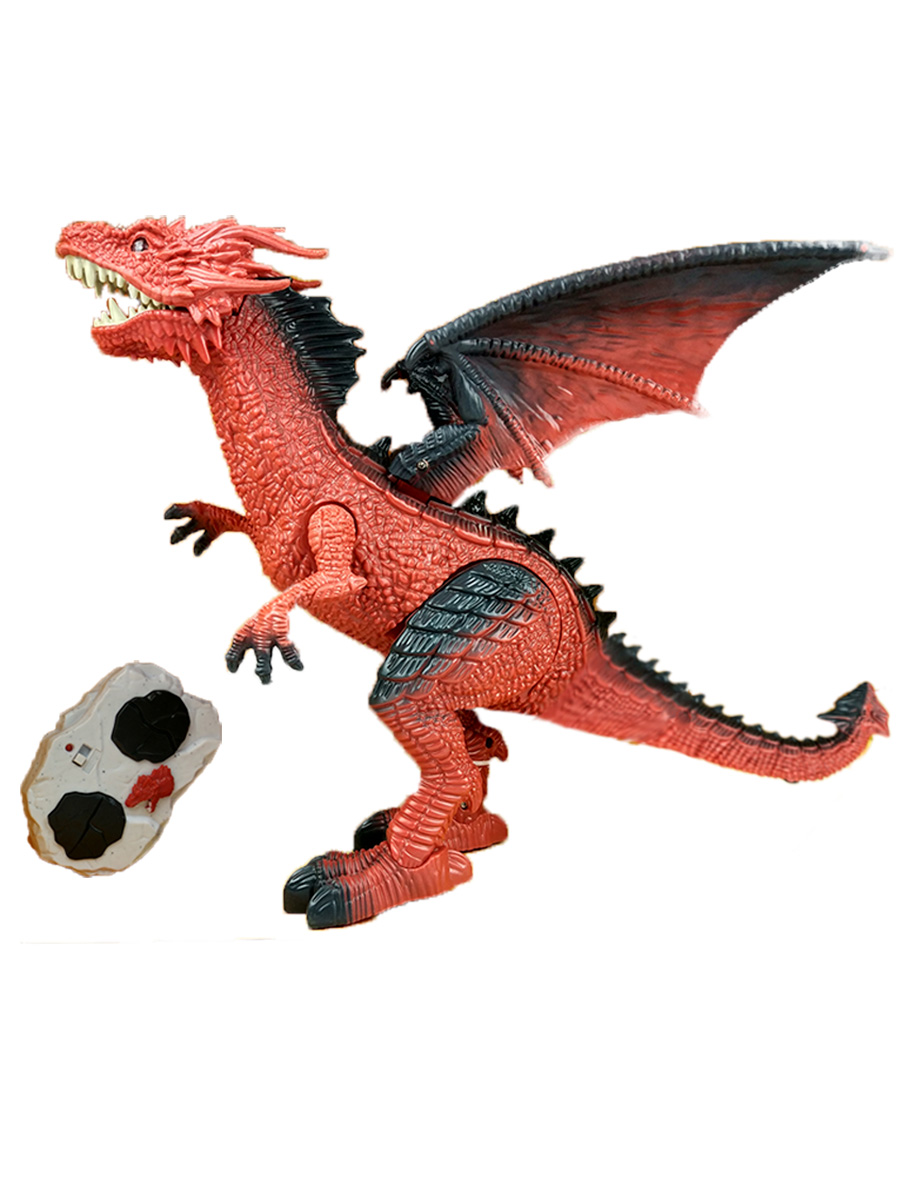 Радиоуправляемая игрушка Красный дракон с пультом (свет, звук, пар, 30 см)