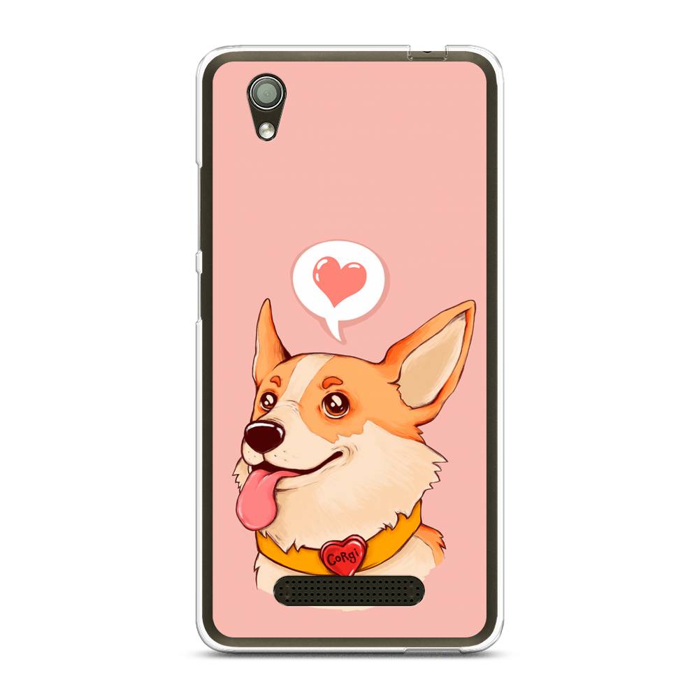 

Чехол на ZTE Blade X3 "Корги язык", Розовый;коричневый, 130650-1