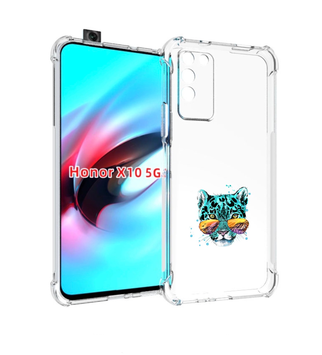 

Чехол MyPads голубой лео для Honor X10, Прозрачный, Tocco