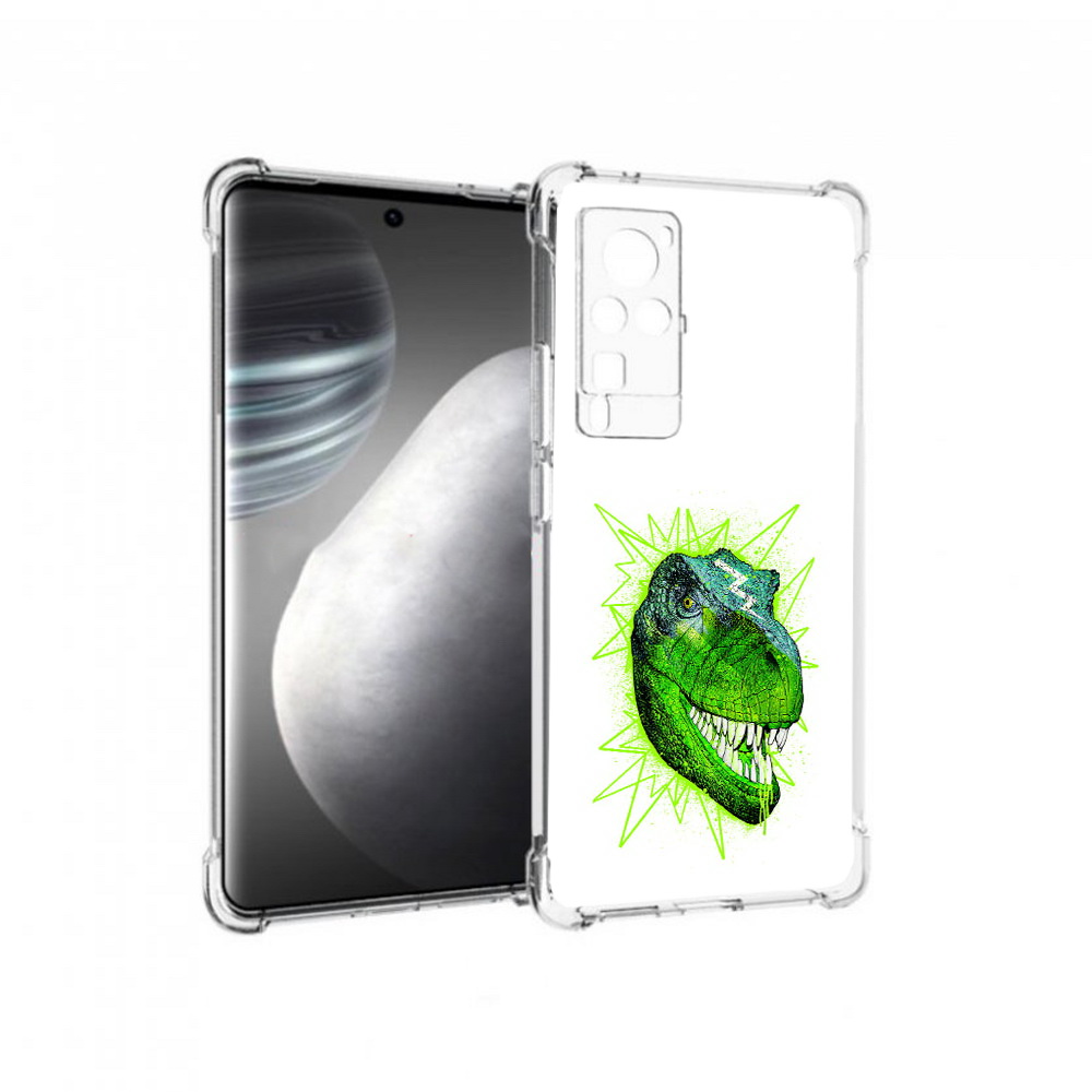 

Чехол MyPads Tocco для Vivo X60 pro зеленый динозавр (PT226972.385.358), Прозрачный, Tocco