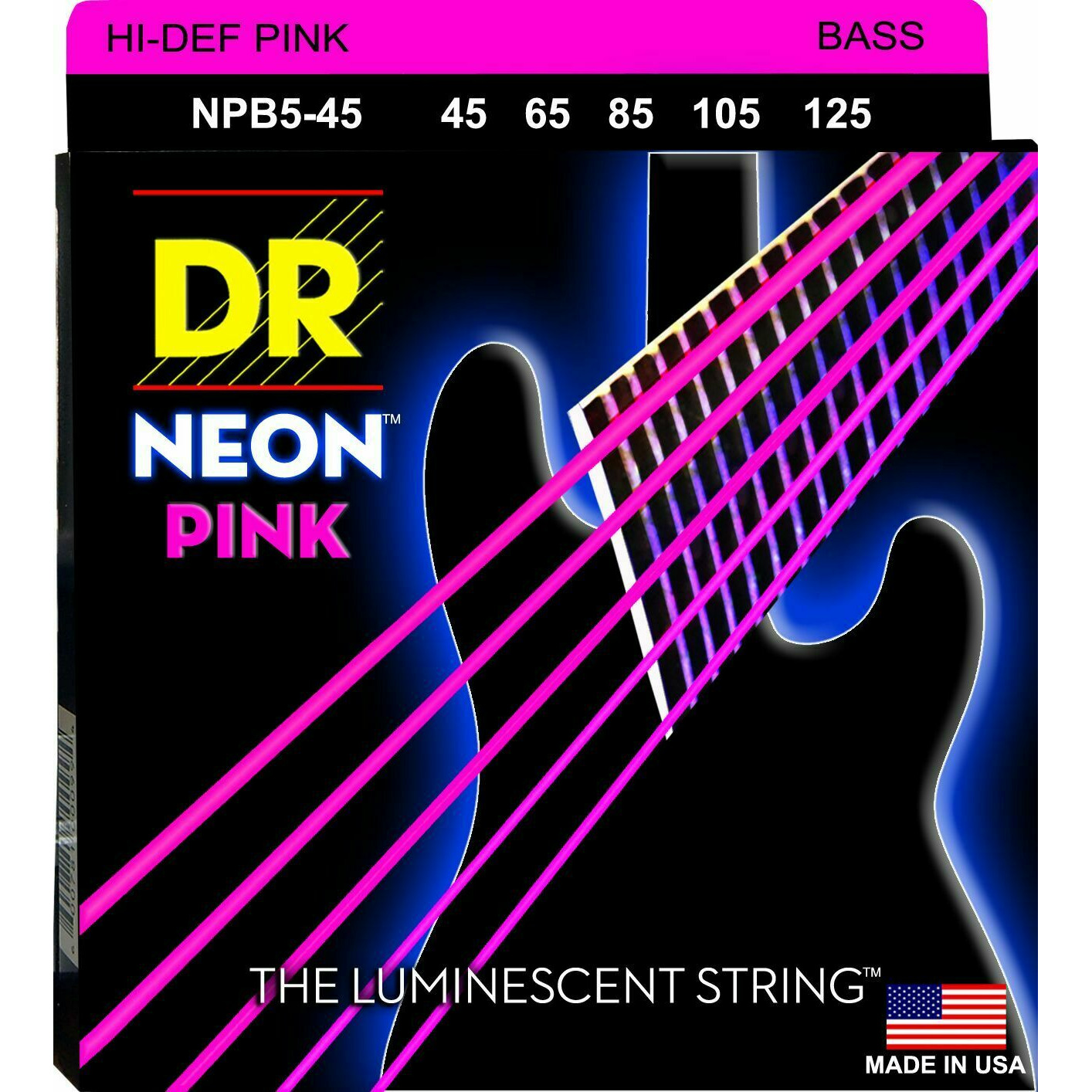 

Струны для 5 ти струнной бас гитары DR String NPB5-45, NPB5-45
