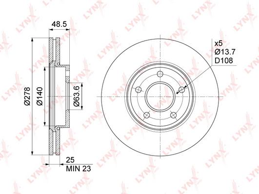 

Диск тормозной передний Ford Focus C-MAX/Focus II/Focus II Turnier 03>12 Volvo C30/S40 II/