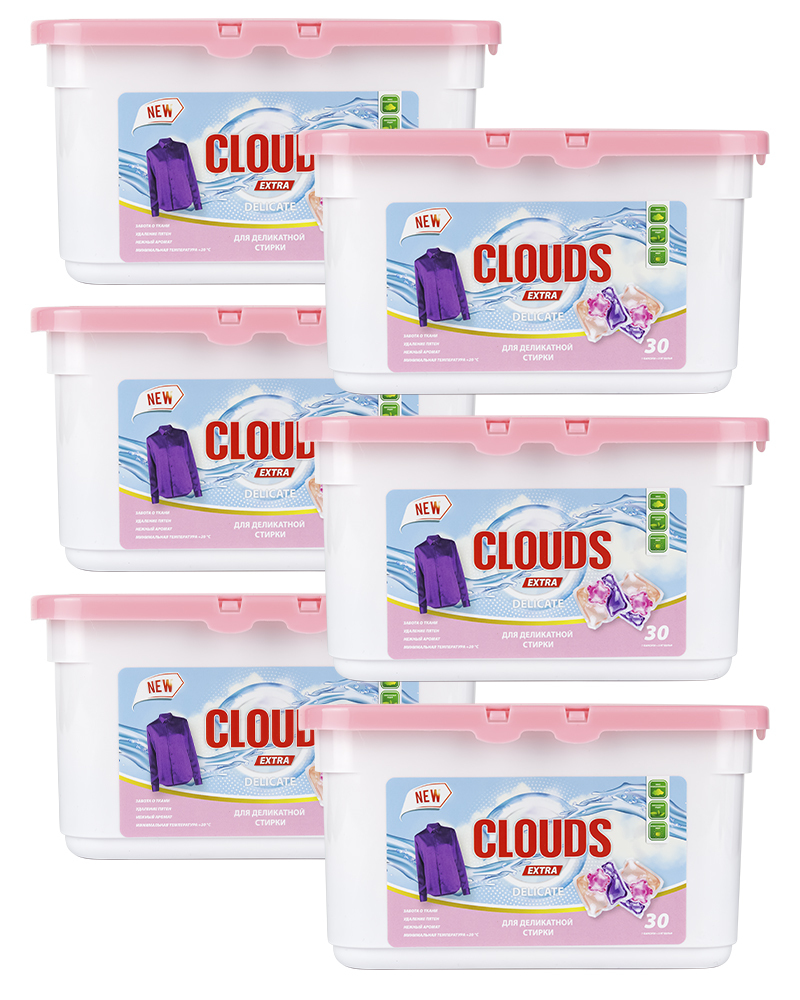 Капсулы для деликатной стирки CLOUDS Delicate Сакура и роза 300 г х 6 уп.