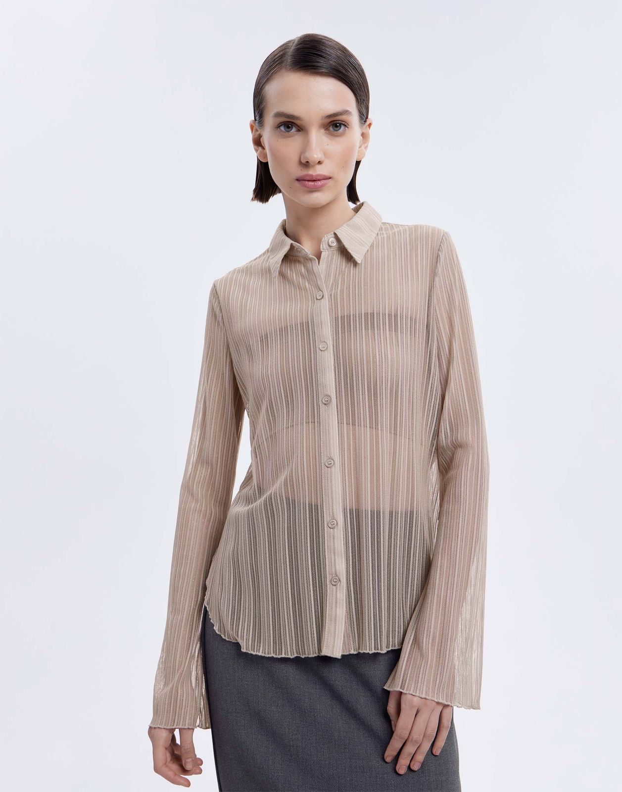 

Рубашка женская Gloria Jeans GWT004579 бежевый M/170, GWT004579