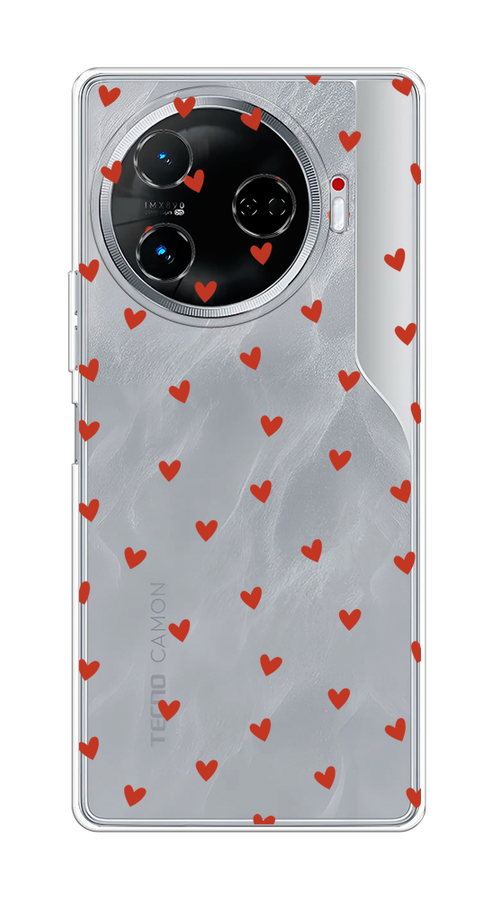 

Чехол на Tecno Camon 30 Pro 5G "Red hearts", Красный;прозрачный, 305150-1