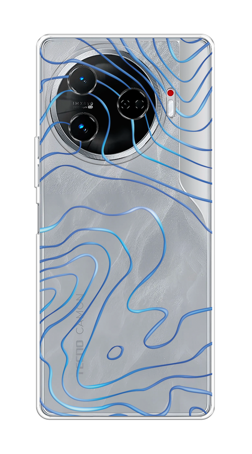 

Чехол на Tecno Camon 30 Pro 5G "Blue lines", Прозрачный;синий, 305150-1