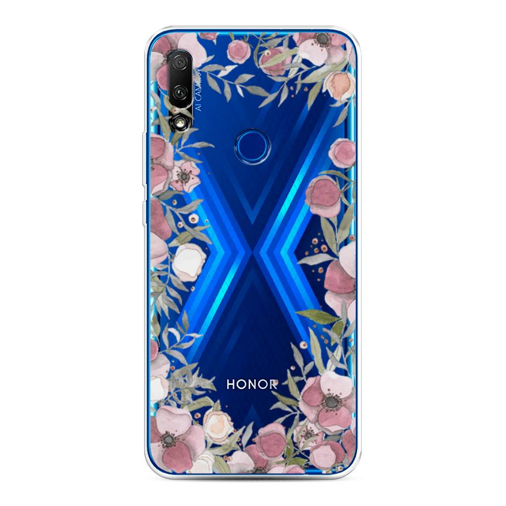 фото Чехол awog "розовая цветочная рамка" для honor 9x