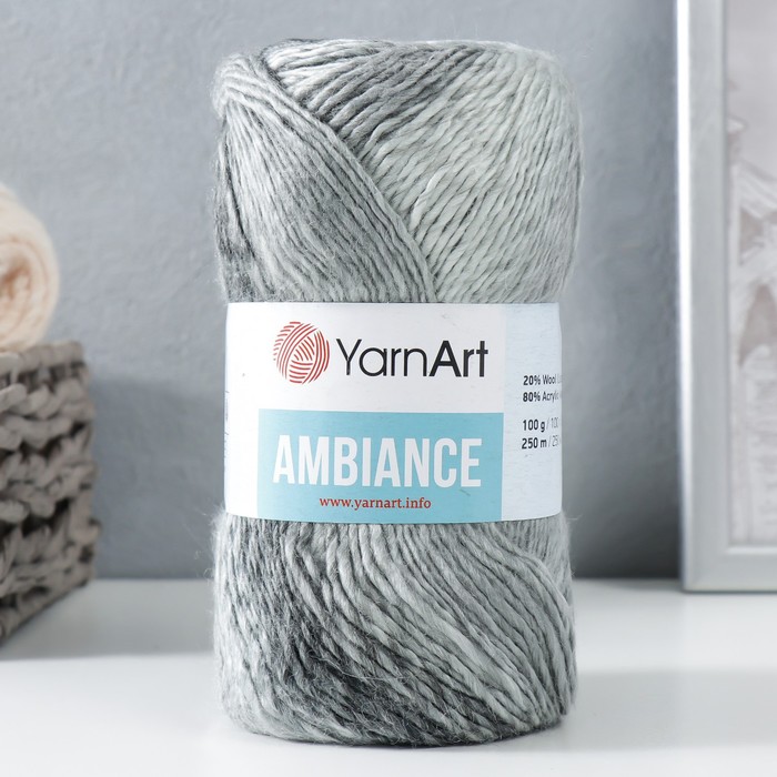 

Пряжа для вязания YarnArt Ambiance, 80% акрил, 20% шерсть 250м/100гр, 159 серый