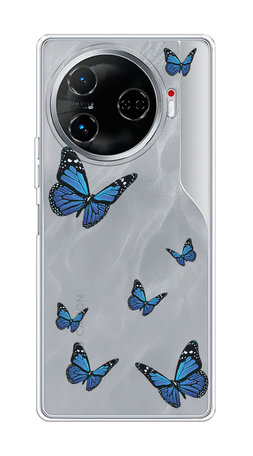 

Чехол на Tecno Camon 30 Pro 5G "Blue butterflies", Синий;черный, 305150-1