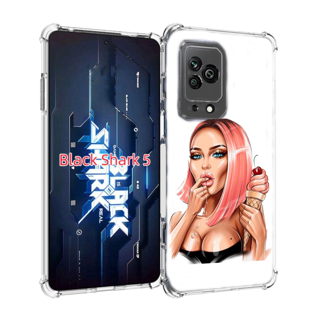 

Чехол MyPads Девушка-и-мороженое женский для Xiaomi Black Shark 5, Прозрачный, Tocco