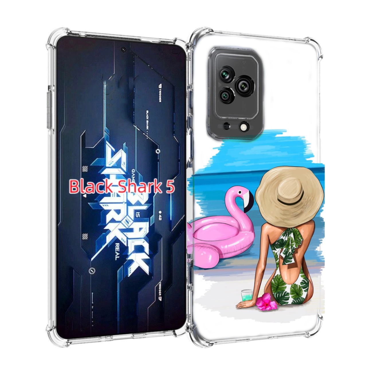 

Чехол MyPads Девушка-и-фламинго женский для Xiaomi Black Shark 5, Прозрачный, Tocco