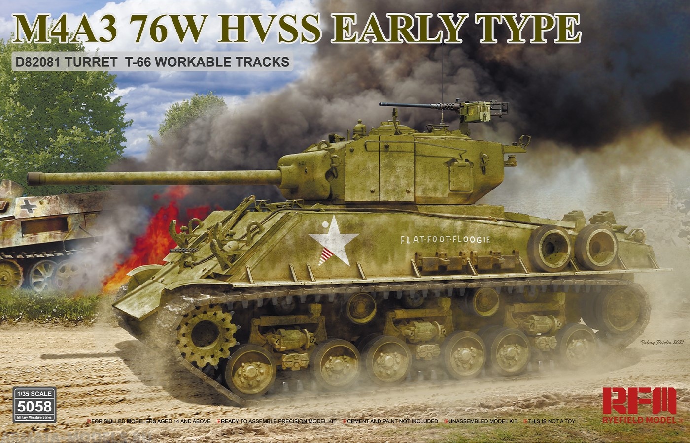 

RM-5058 M4A3 76W HVSS Early type D82081 turret T-66 track