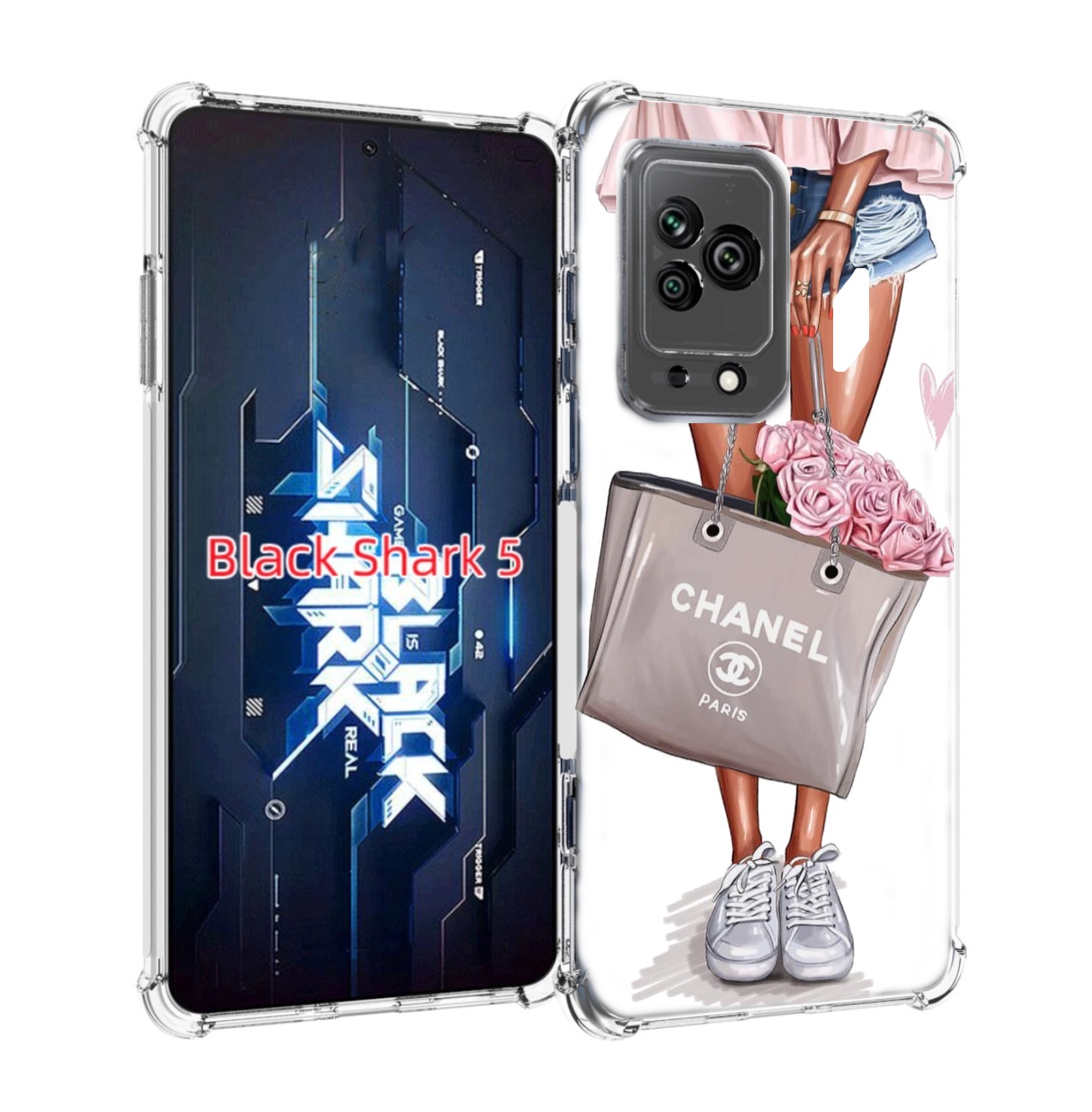 

Чехол MyPads Девушка-с-сумкой женский для Xiaomi Black Shark 5, Прозрачный, Tocco