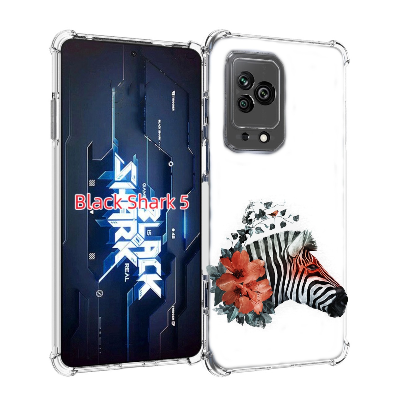 

Чехол MyPads Зебра с цветами для Xiaomi Black Shark 5, Прозрачный, Tocco
