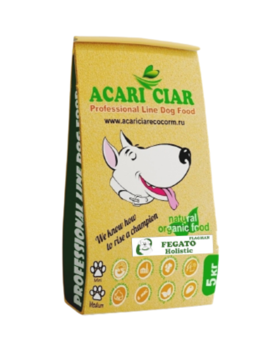 фото Сухой корм для собак acari ciar flagman fegato с печенью, холистик, средняя гранула, 5 кг